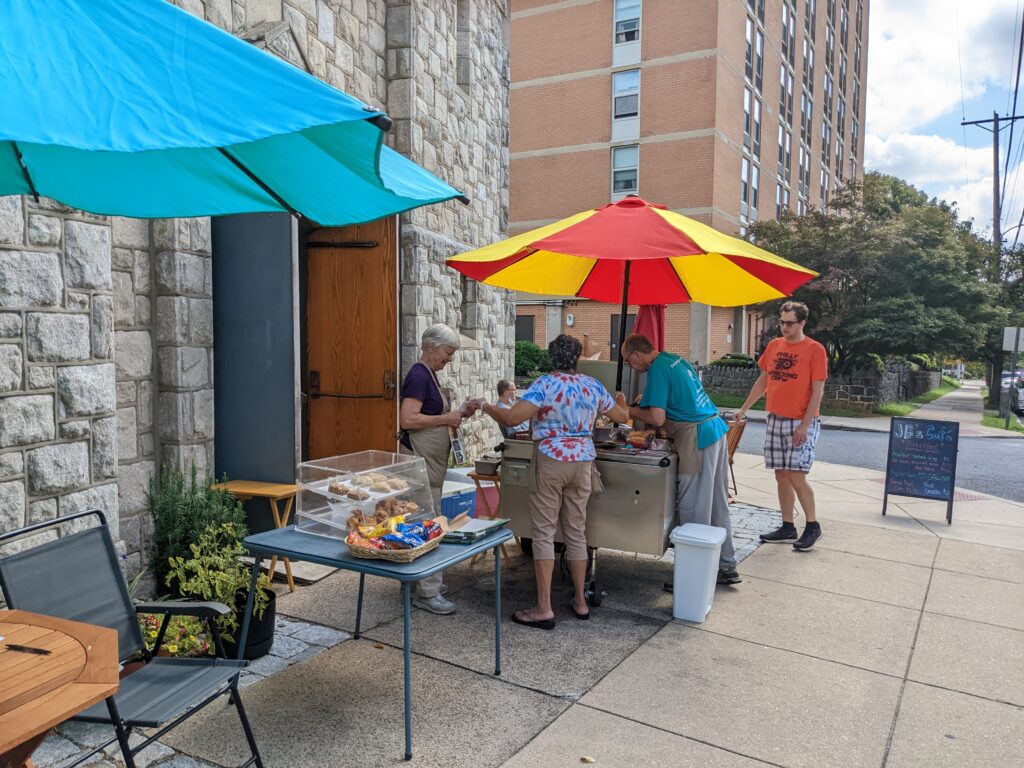 Hot dog cart at JBs Cafe