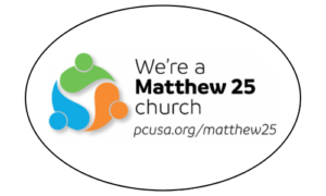 Matthew 25 church badge for PC USA